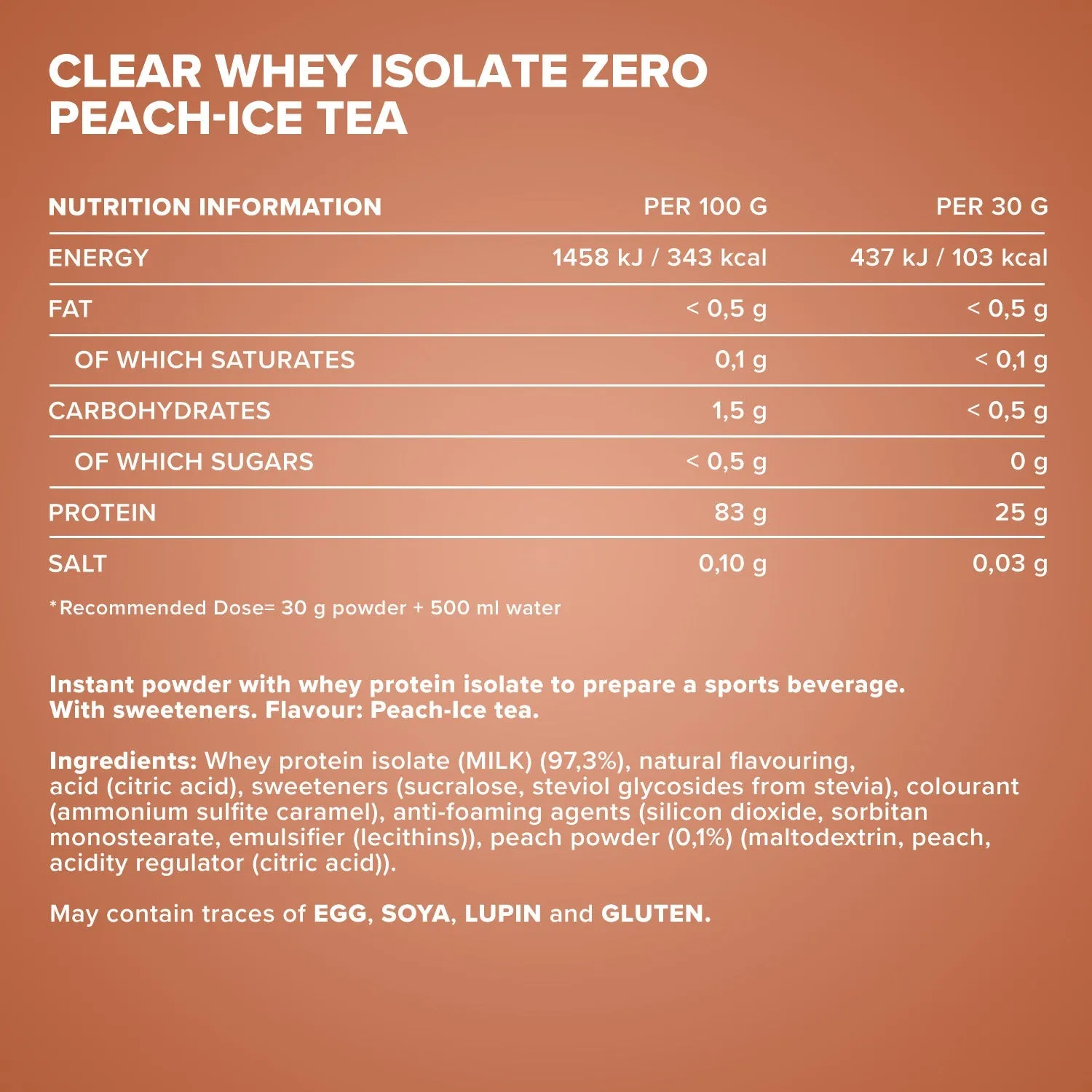 IronMaxx Clear Whey Isolate ZERO Pulver 400 g Peach Ice Tea