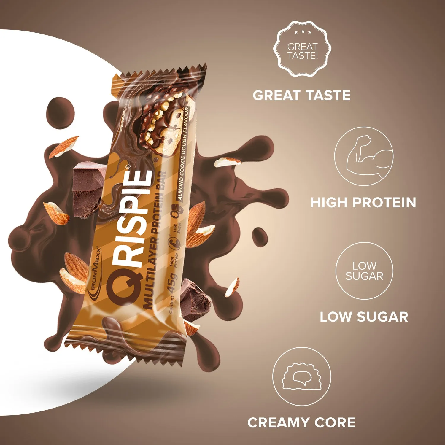 IronMaxx Qrispie Proteinriegel Almond Cookie Dough 45g