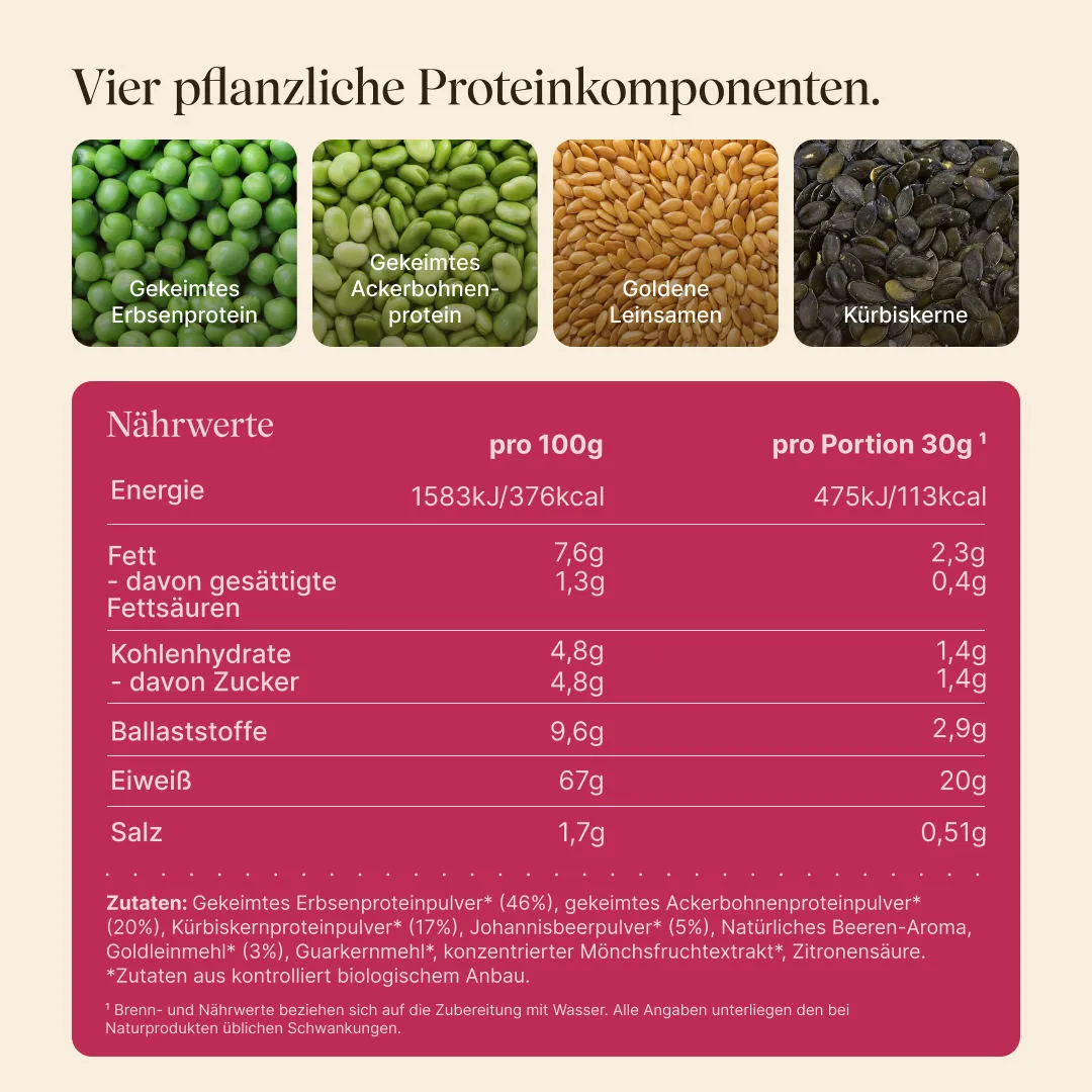Vetain Vegan Protein Beere Proteinpulver 540g Bio