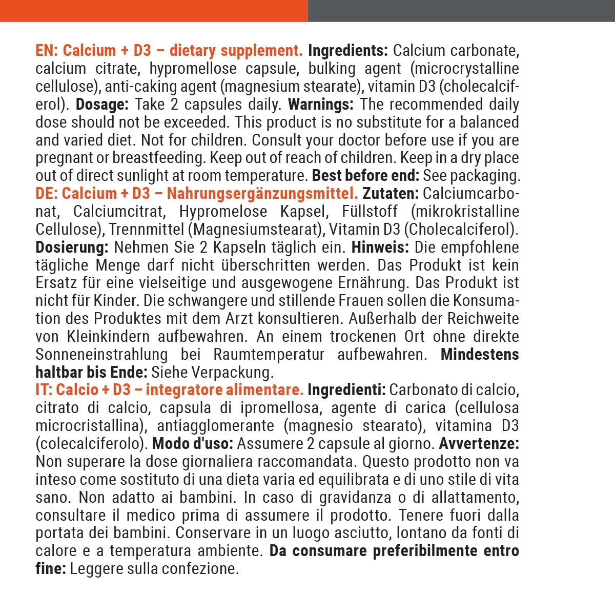GymBeam Calcium+D3 Kapseln 120 Caps für Knochen Muskeln
