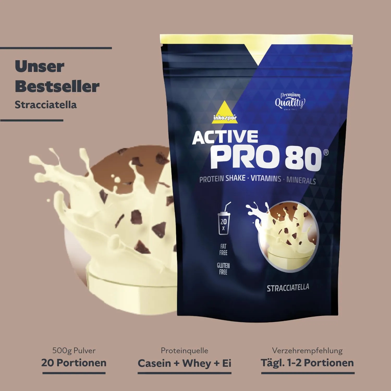 Inkospor Active Pro 80 Protein Shake Stracciatella 500g 80% Protein