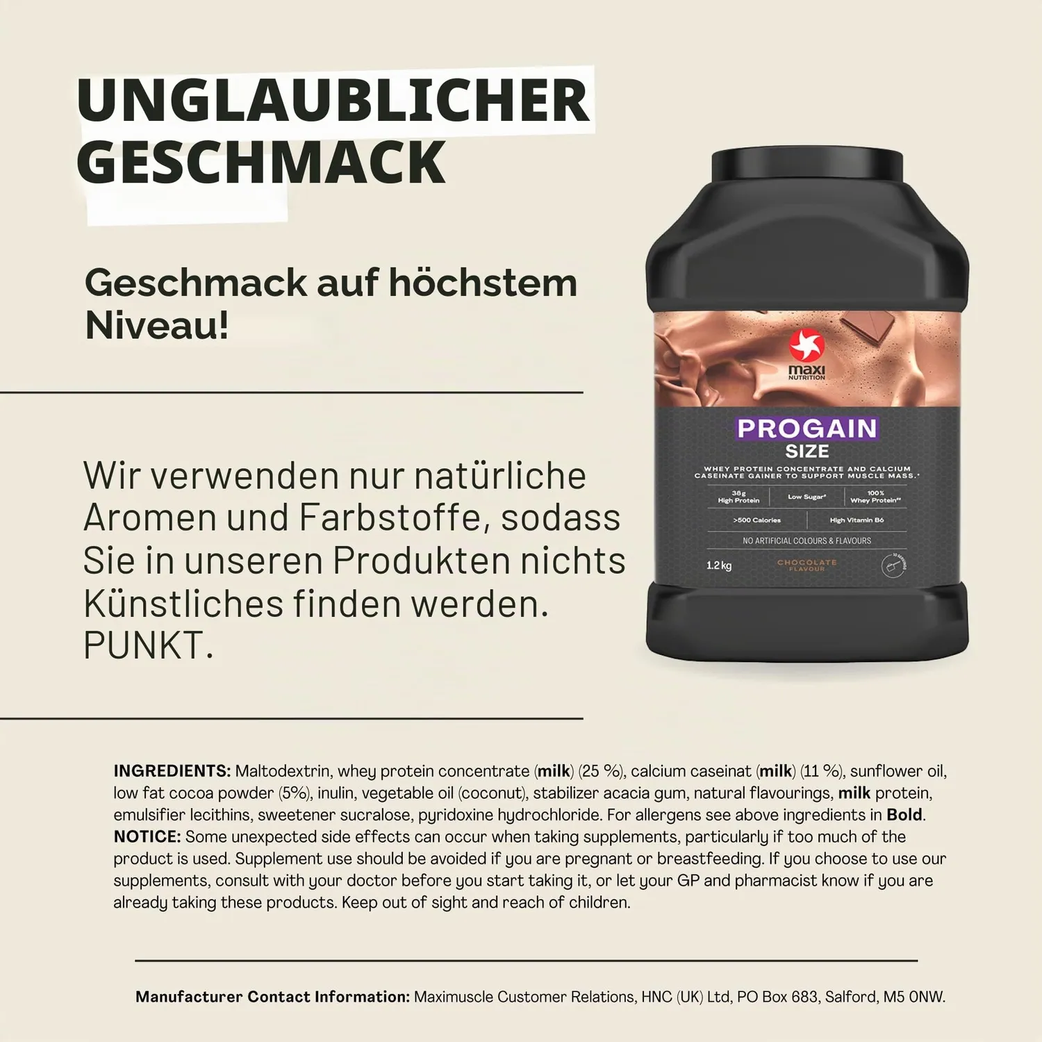 MaxiNutrition Progain Proteinpulver Schokolade für Muskelaufbau