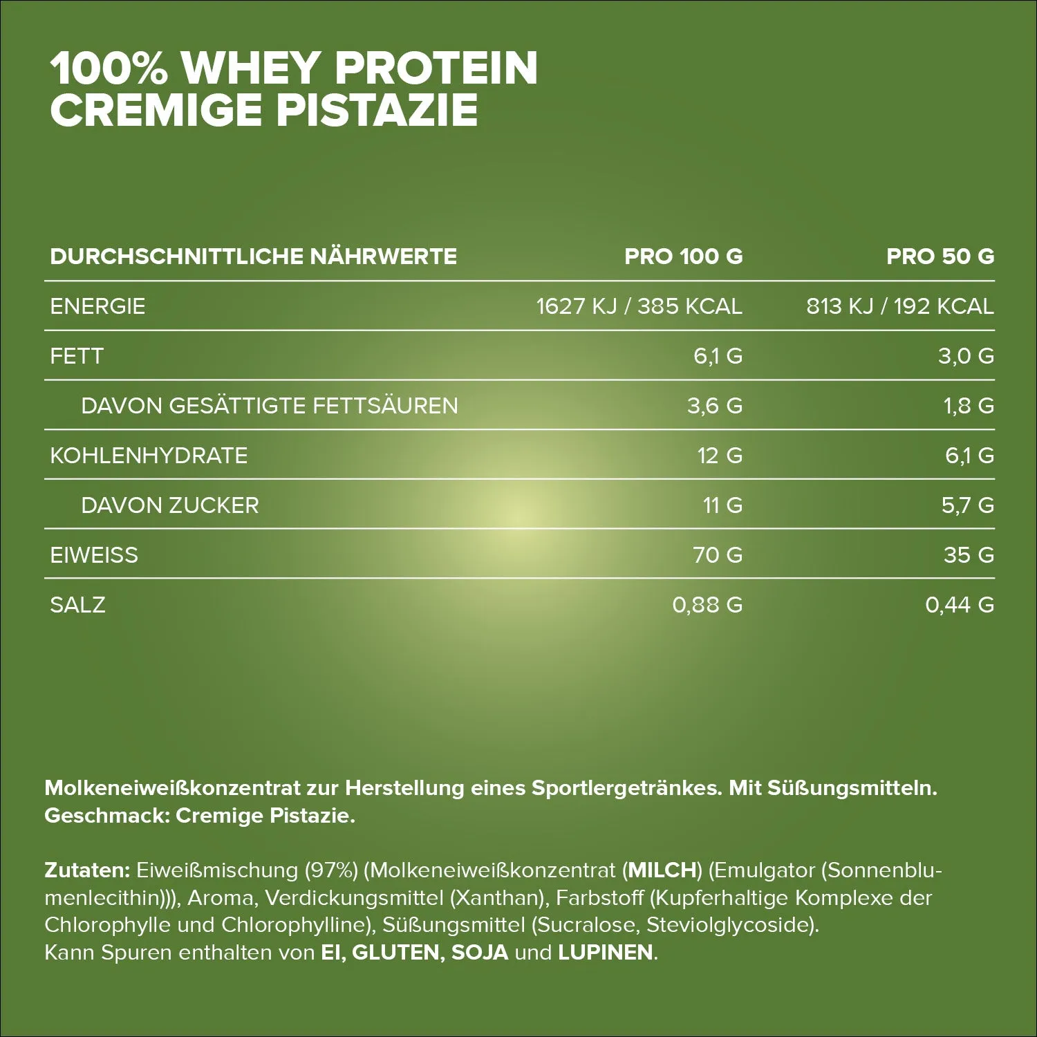 IronMaxx 100% Whey Proteinpulver 500g Creamy Pistazie zuckerfrei