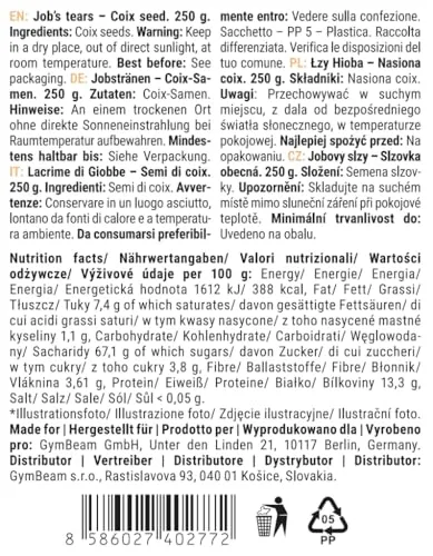 GymBeam Hiobstränen Coixsamen Superfood 250g glutenfrei