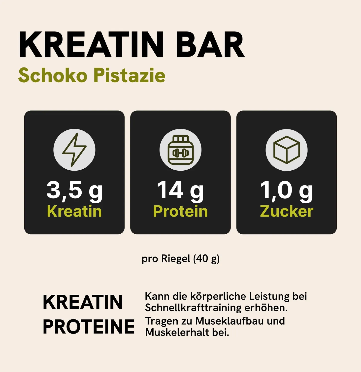 MaxiNutrition Kreatin Bar Riegel Schoko Pistachio 16x40g 3,5g Kreatin