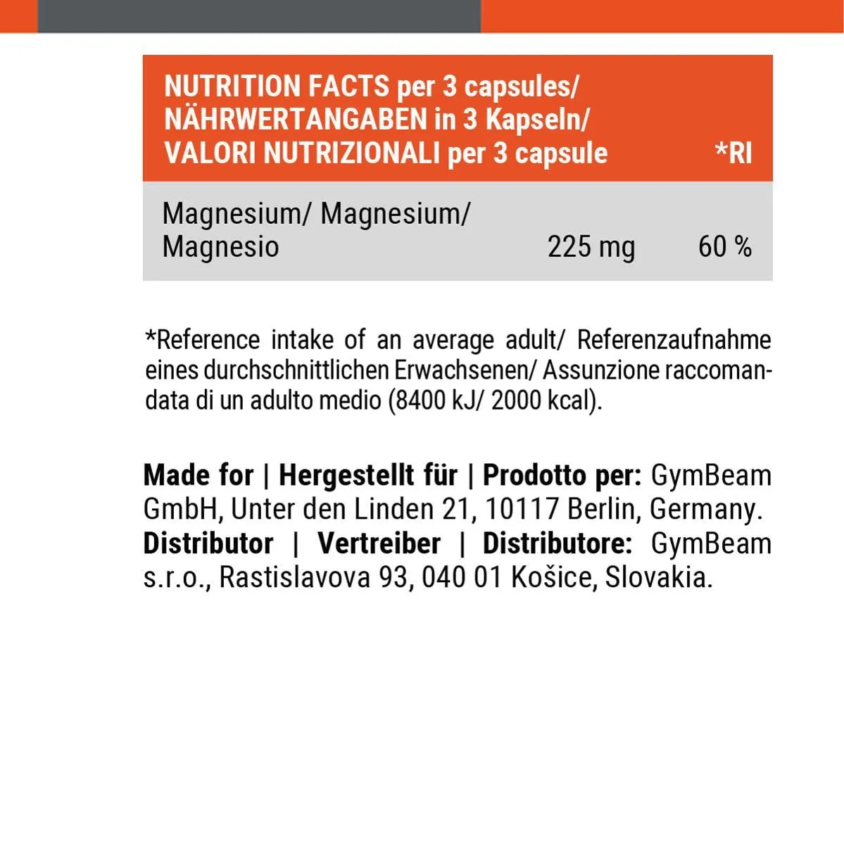 GymBeam Magnesium Bisglycinat 180 Caps hochdosiert