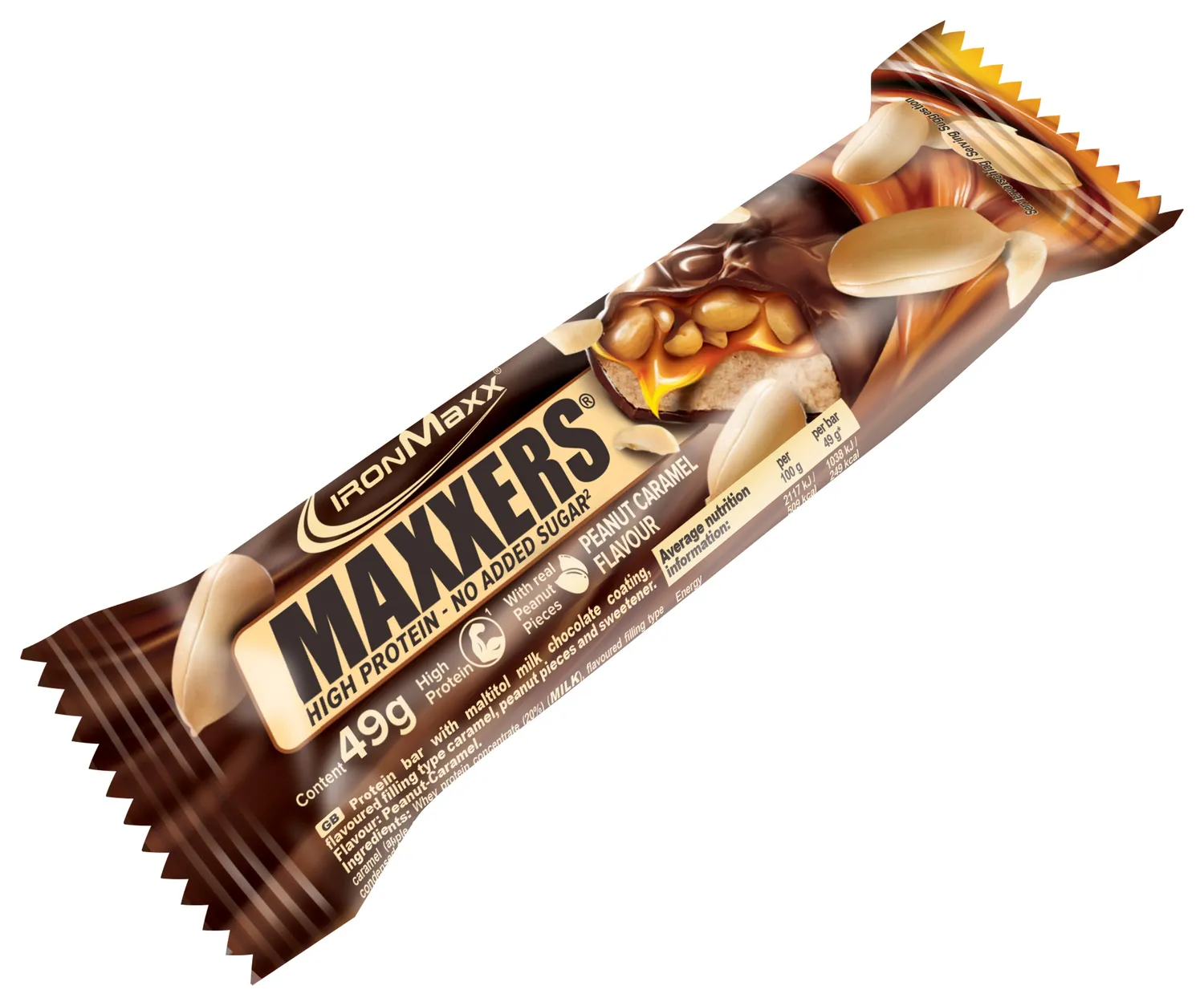IronMaxx Maxxers Proteinriegel Peanut Caramel 24x49g o. Zuckerzusatz