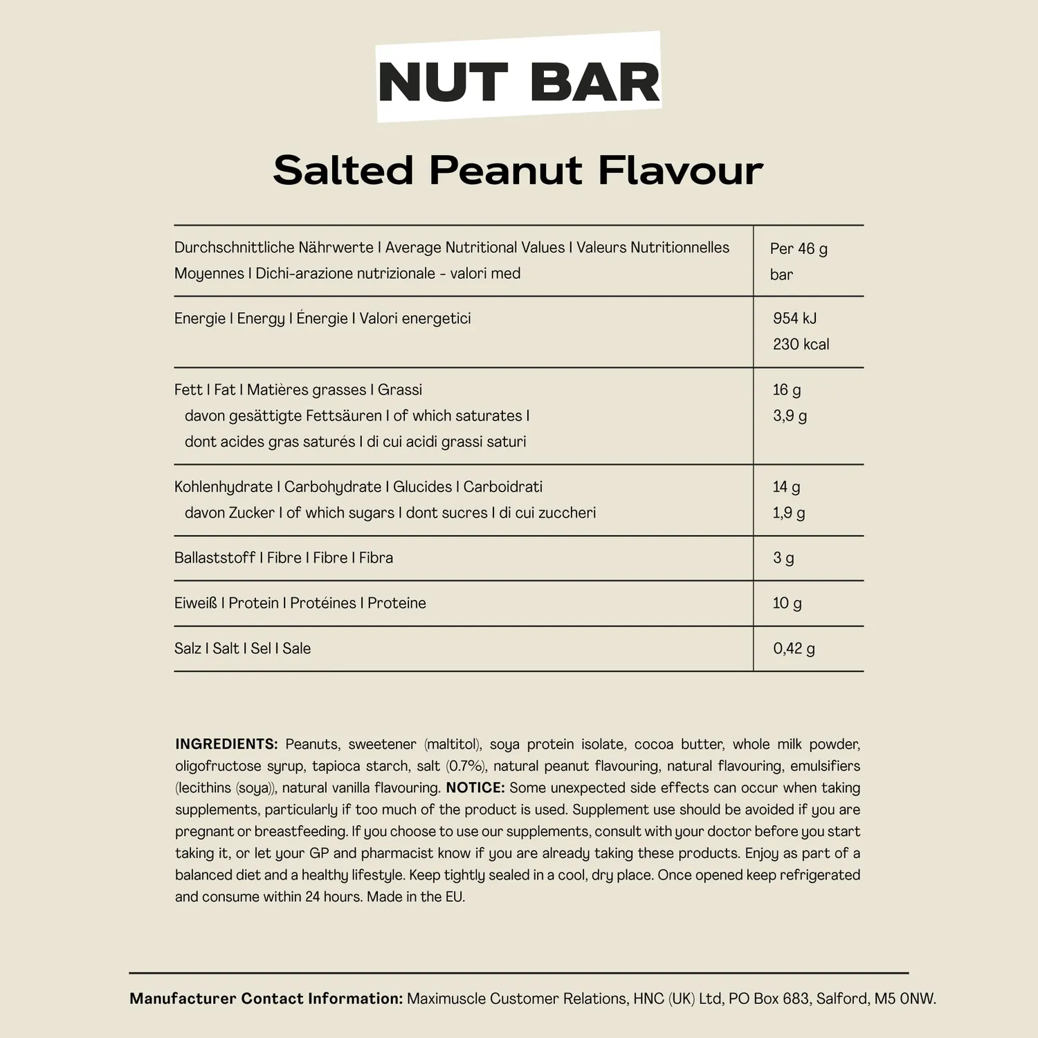 MaxiNutrition Salted Peanut Proteinriegel 18x46g 22% Protein