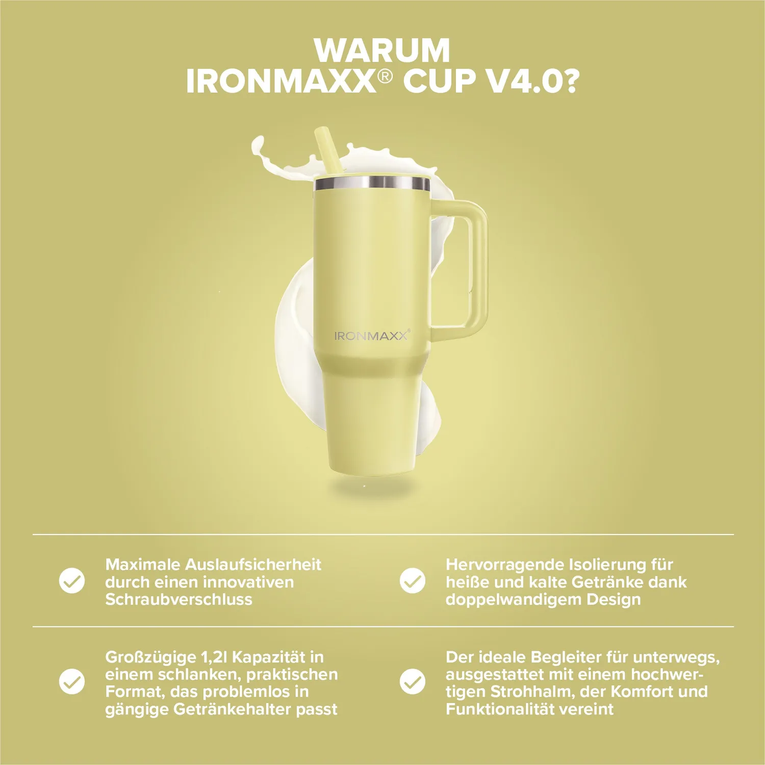 IronMaxx Cup V4.0 Trinkbecher 1200ml Soft Sunrise isoliert