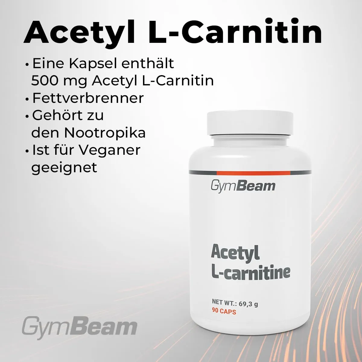 GymBeam Acetyl L-Carnitin Kapseln 90 Stk 500mg vegan