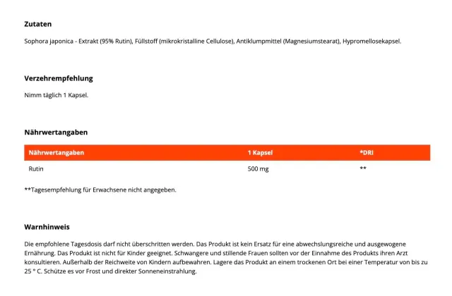 GymBeam Rutin Kapseln 90 Stück Antioxidans 500 mg