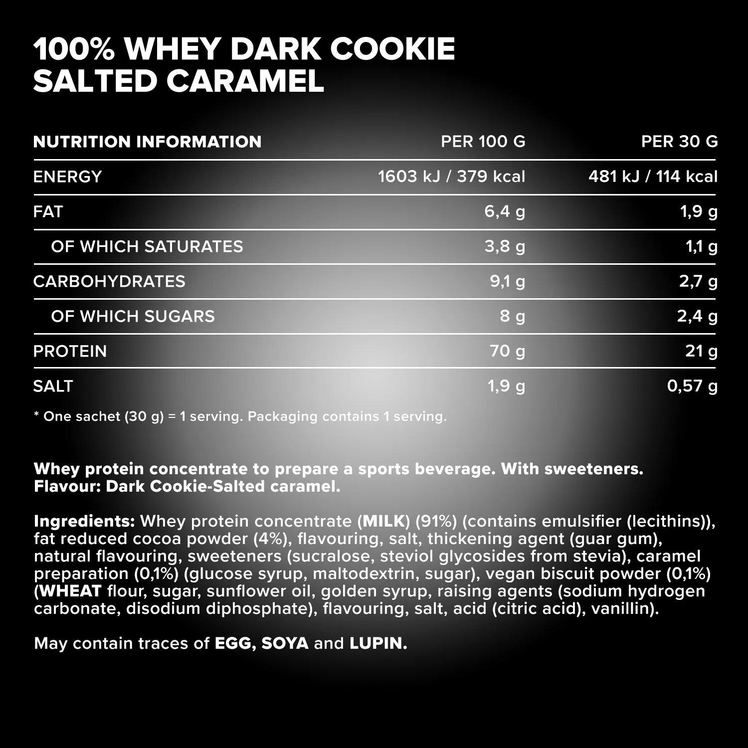 IronMaxx 100% Whey Protein Dark Cookies 30 g zuckerfrei