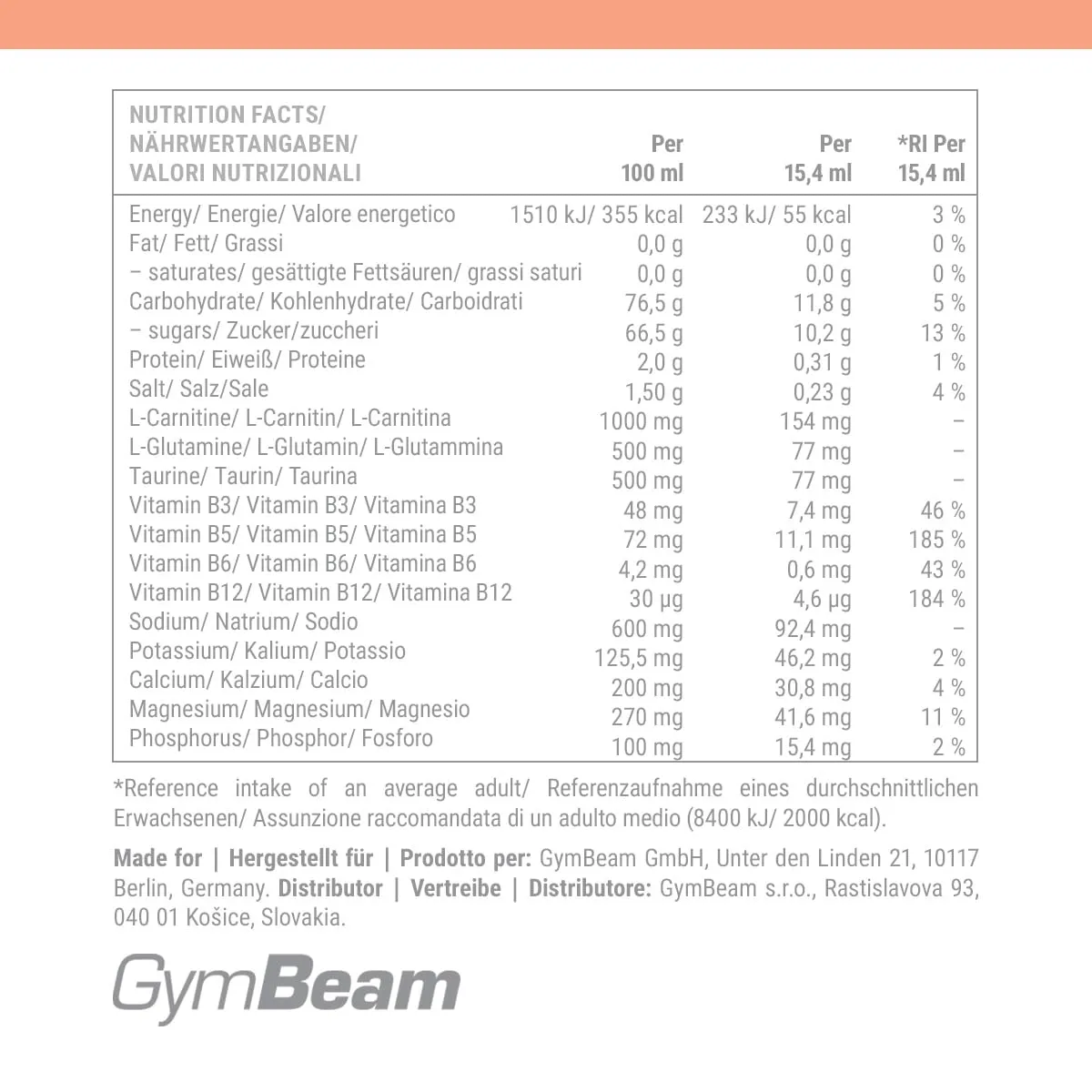 GymBeam ReHydrate Drink Apricot 1000ml hypotonisch