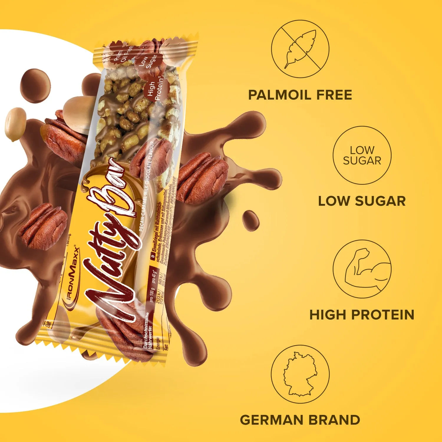 IronMaxx Nutty Bar Proteinriegel 40g Pecan Caramel low sugar