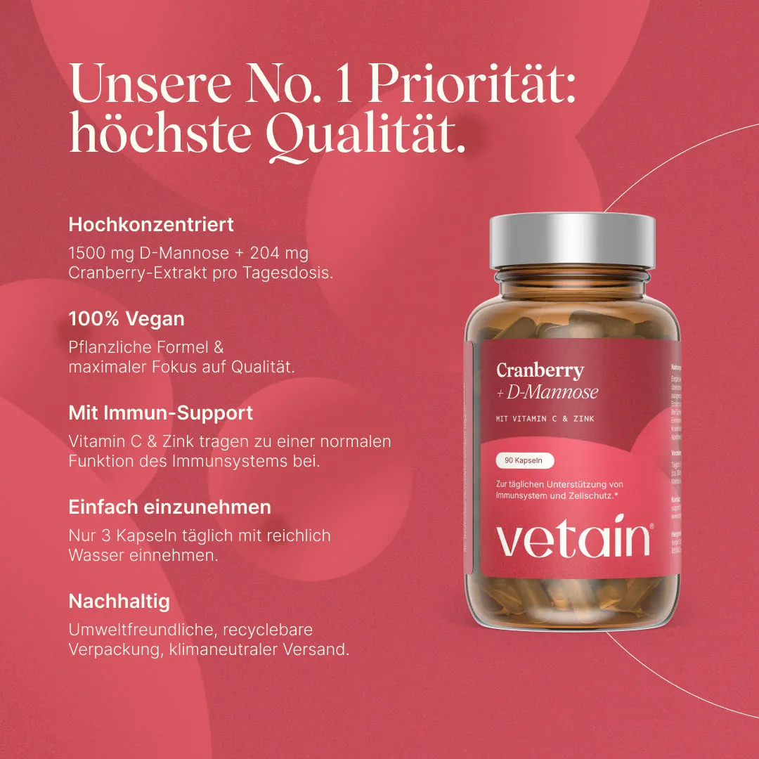 Vetain Cranberry D-Mannose Kapseln 90 Kapseln vegan