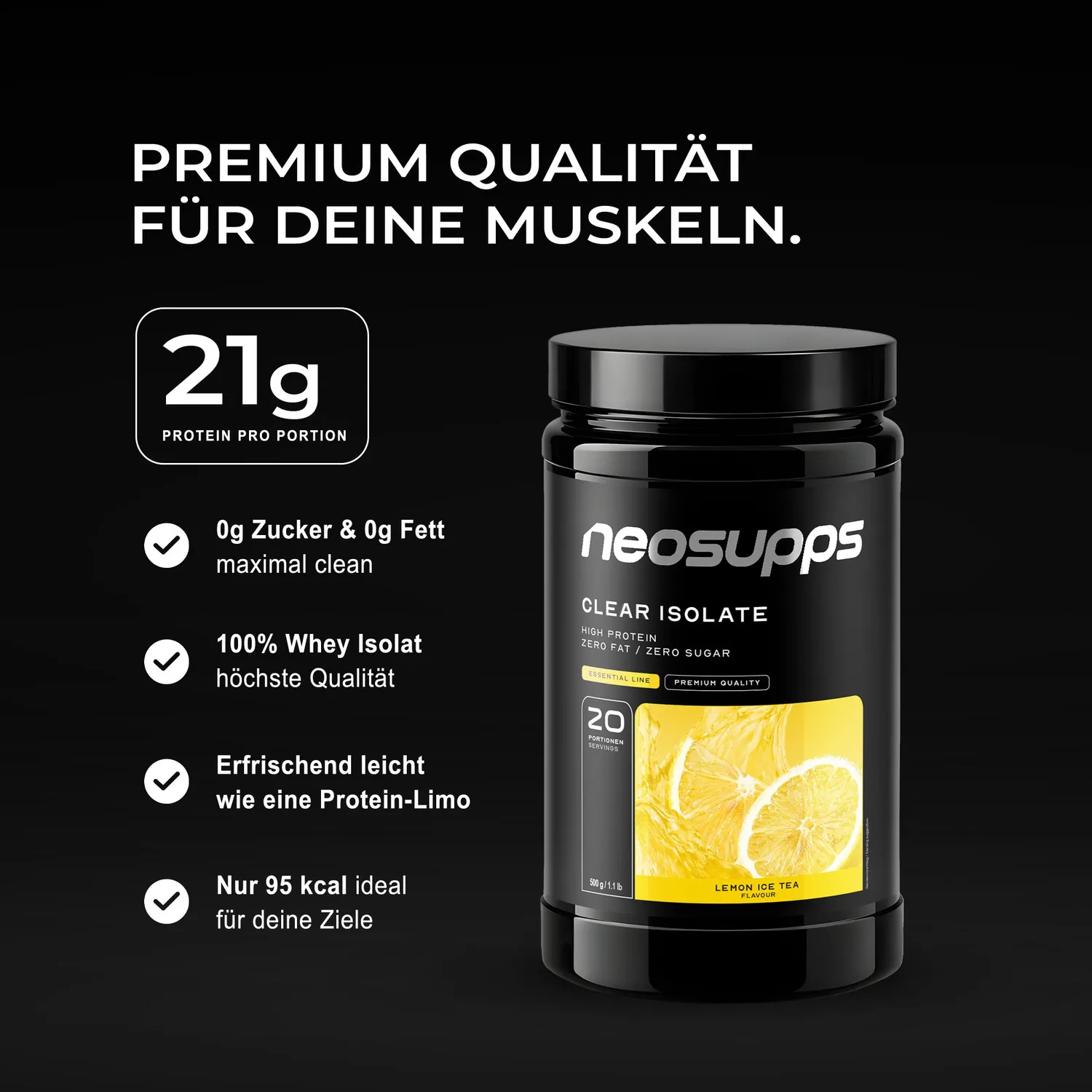 Neosupps Clear Isolate Protein Lemon Ice Tea 500g 21g