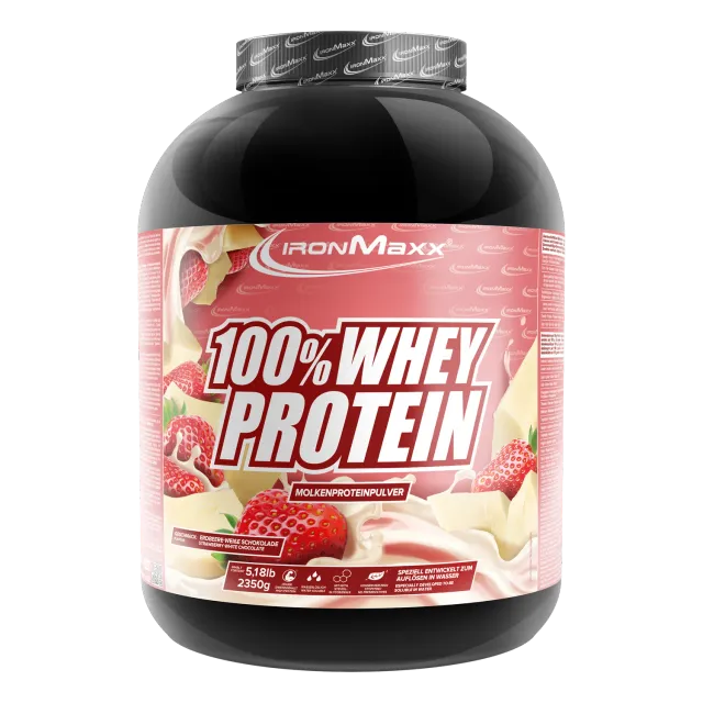 IronMaxx 100% Whey Proteinpulver 2350g Weisse Schoko-Erdbeere zuckerfrei