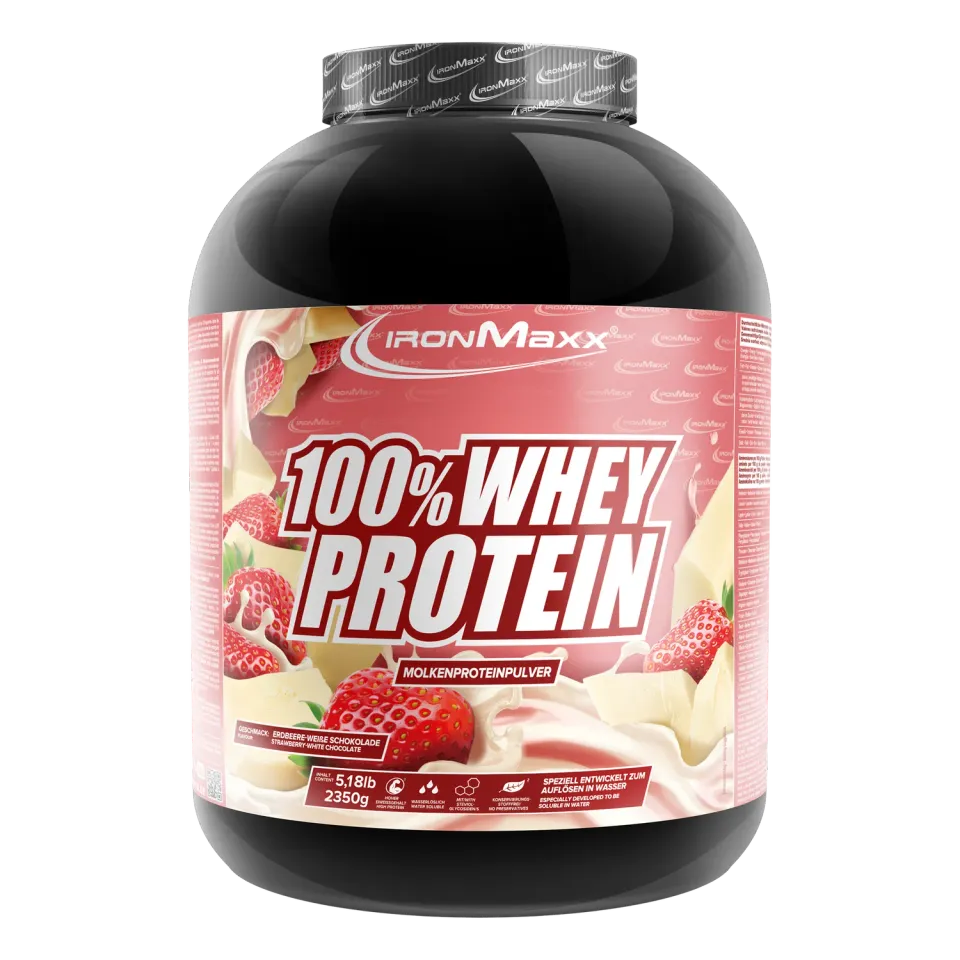 IronMaxx 100% Whey Proteinpulver 2350g Weisse Schoko-Erdbeere zuckerfrei