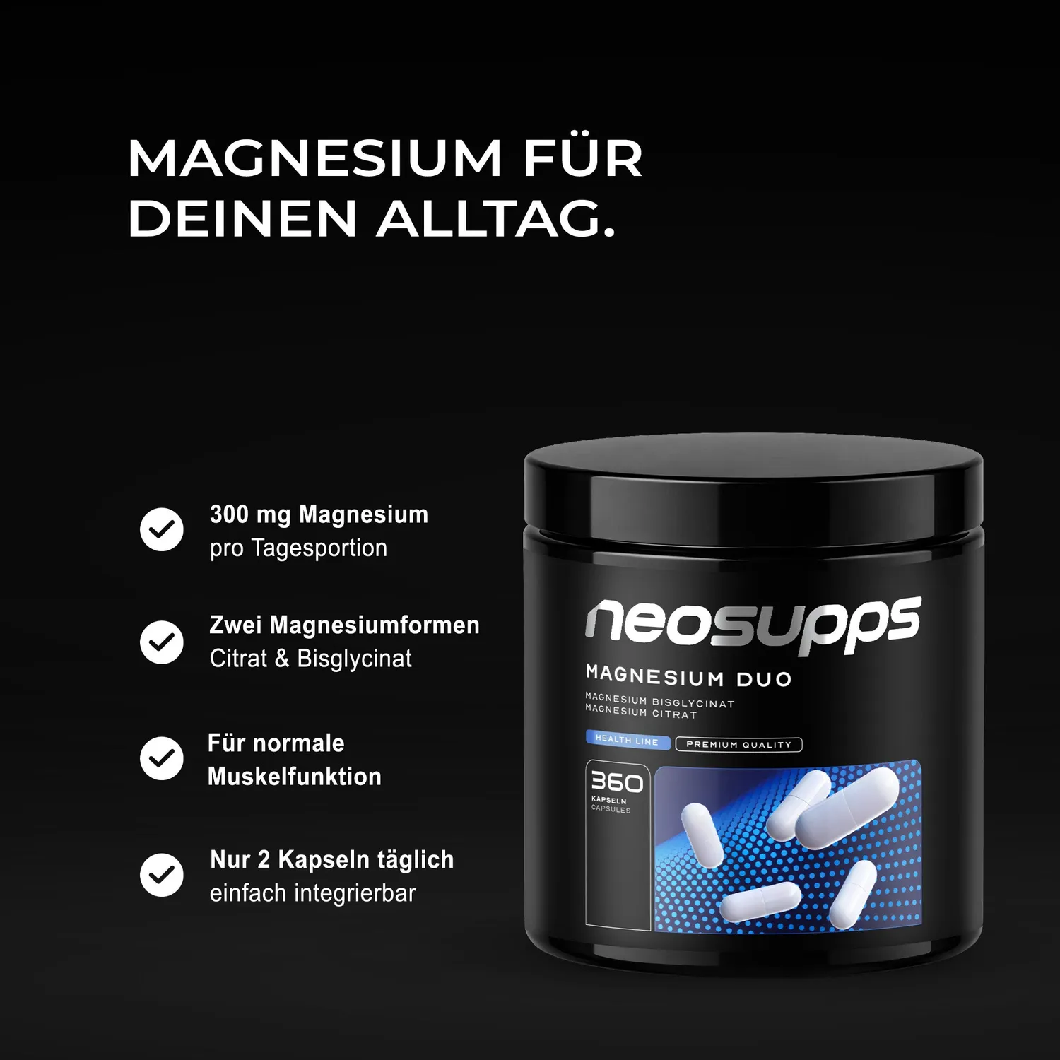 Neosupps Magnesium Duo Kapseln 360 Stk hochdosiert