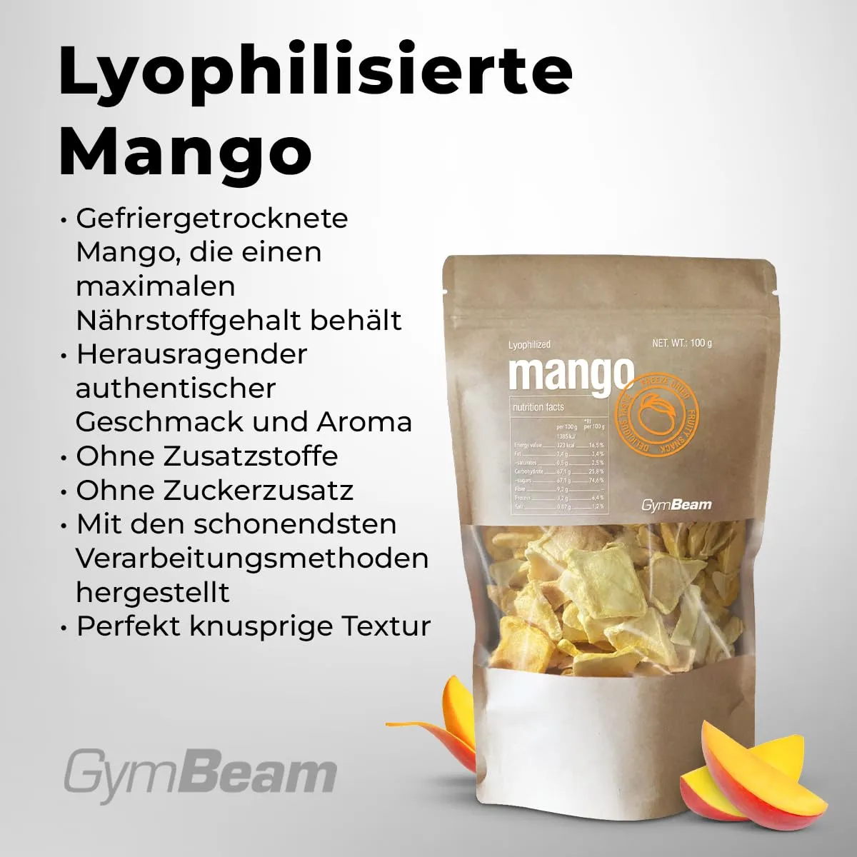 GymBeam Mango gefriergetrocknet 100 g ohne Zucker