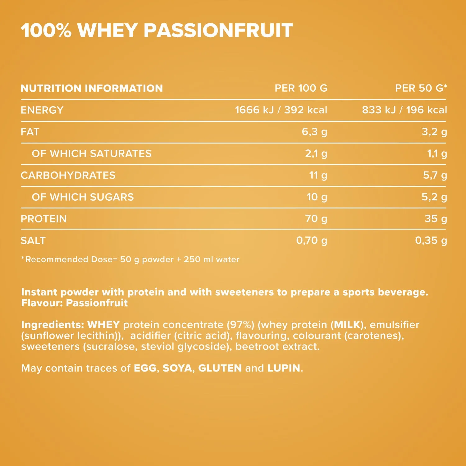 IronMaxx 100% Whey Protein Orange Maracuja 500 g fruchtig