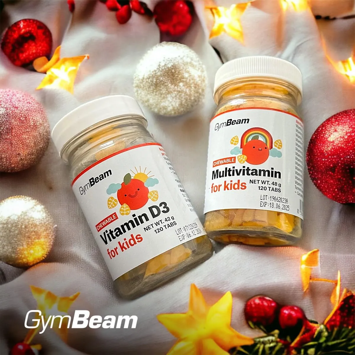 GymBeam Multivitamin Kinder Kautabletten 120 Tabs mit Kurkuma