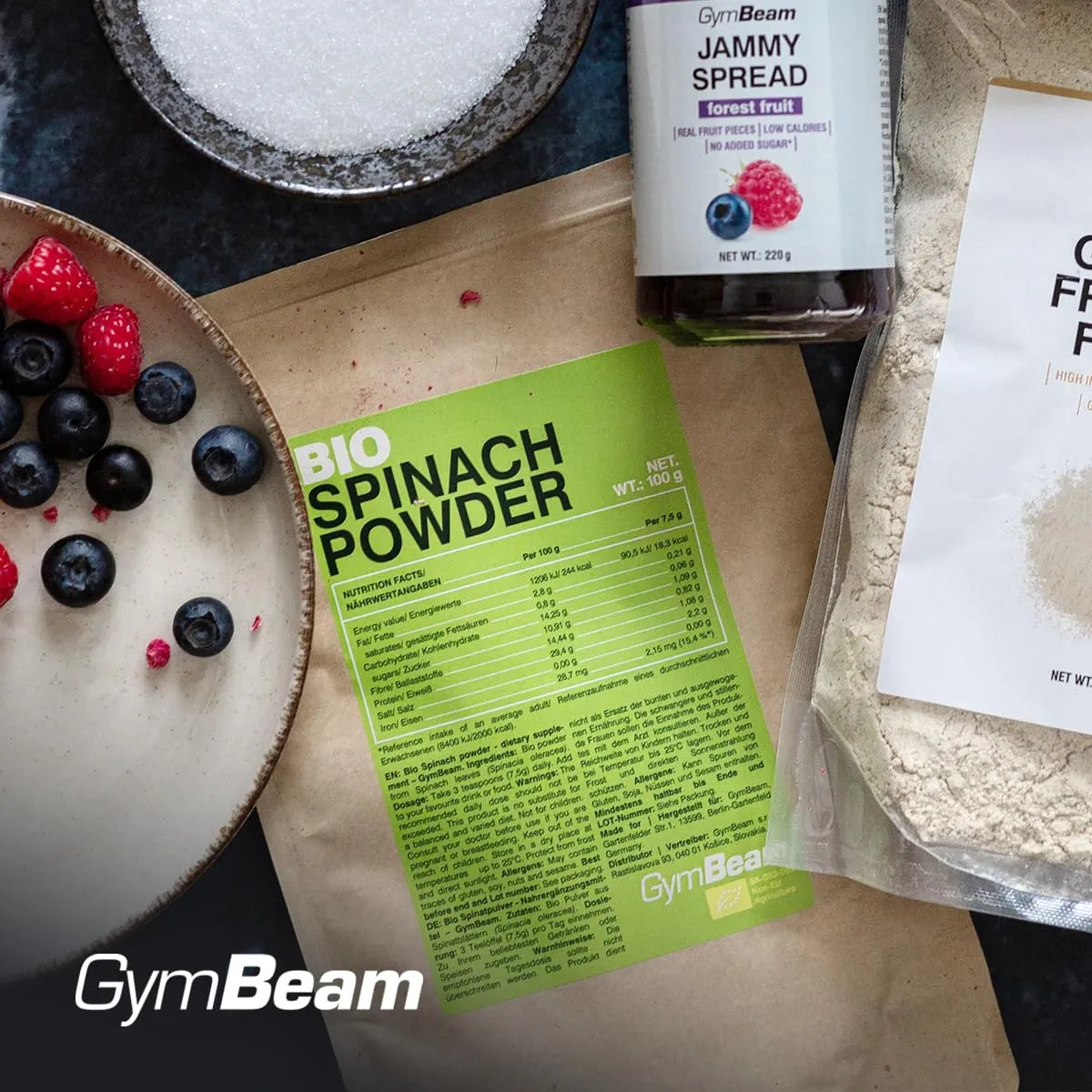 GymBeam Bio-Spinatpulver 100 g Superfood glutenfrei