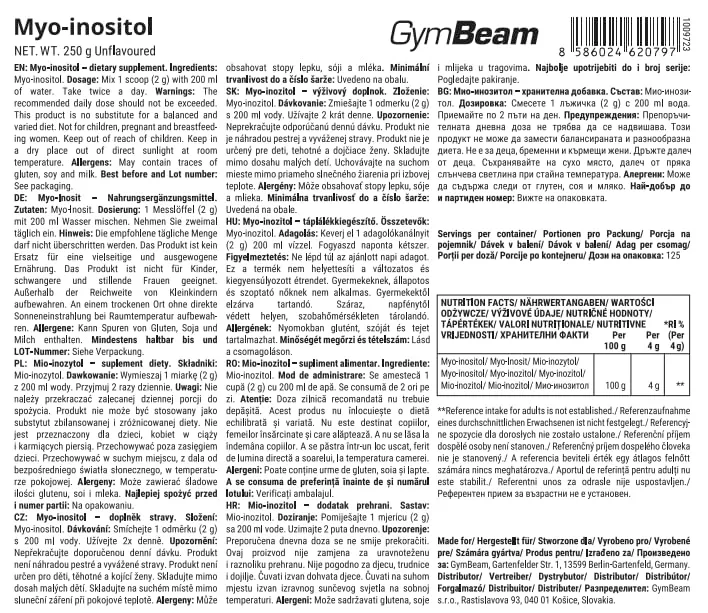 GymBeam Myo Inositol Pulver 250 g vegan
