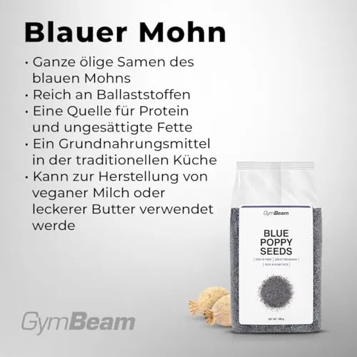 GymBeam Blauer Mohn Samen 500 g ballaststoffreich