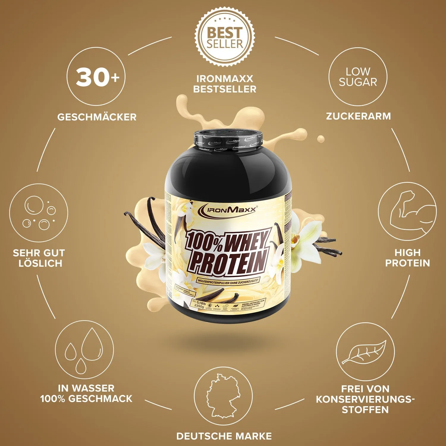 IronMaxx 100% Whey Protein Pulver 2350g French Vanilla