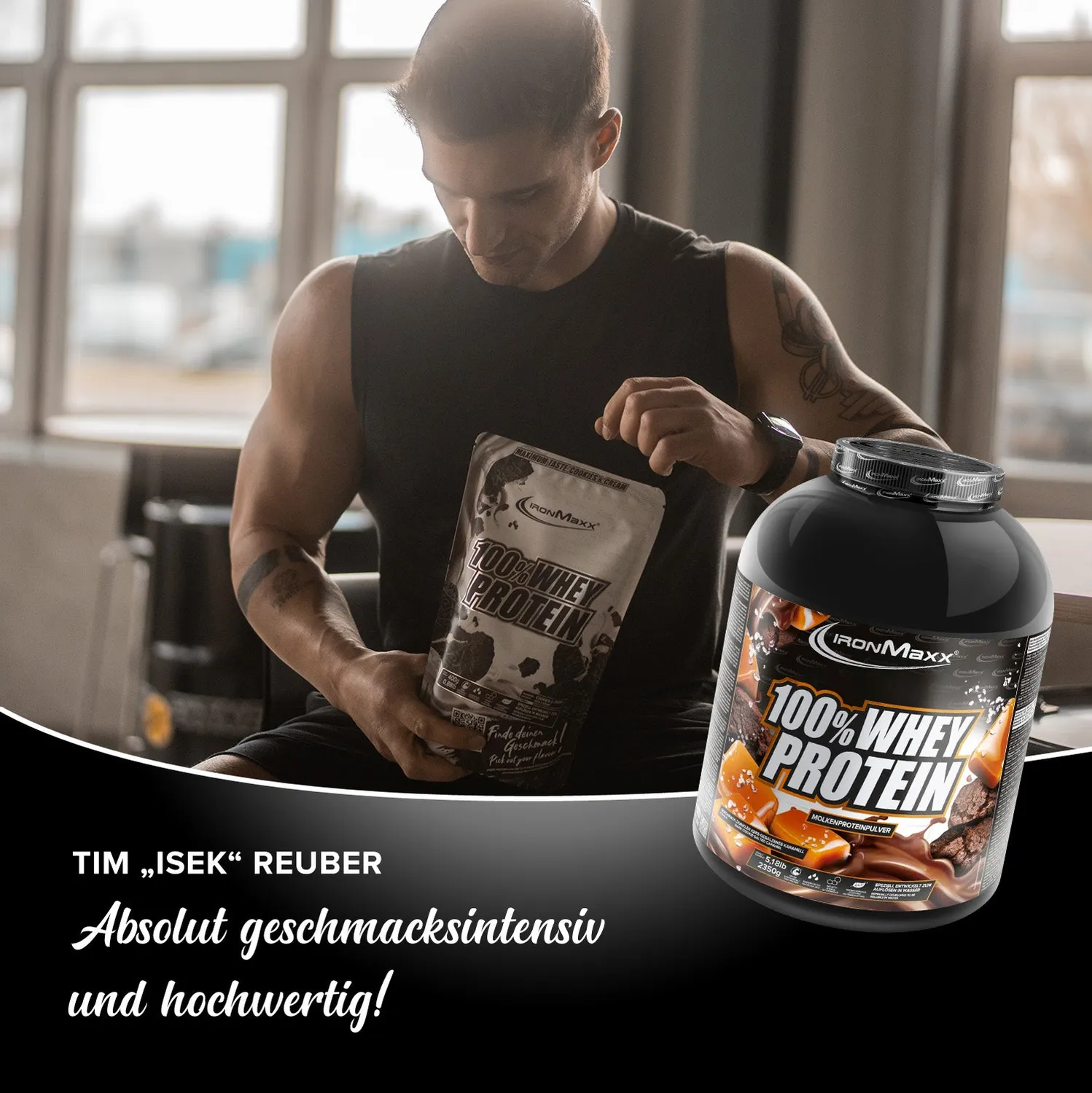 IronMaxx 100% Whey Protein 2350g Dark Cookies Salted Caramel zuckerfrei
