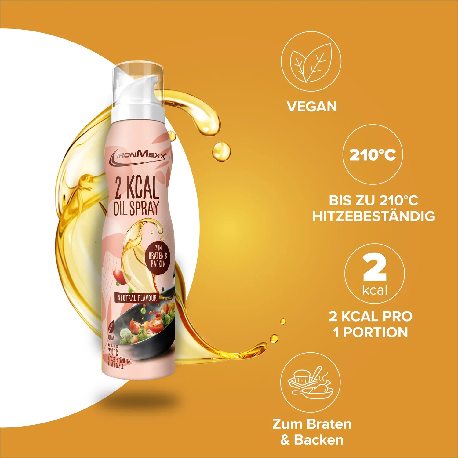 IronMaxx SqueeZero 2 kcal Ölspray Neutral 200ml vegan