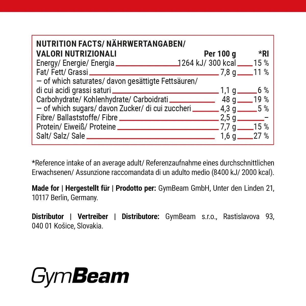 GymBeam Pizzateig Pizzaboden 280 g vegan Ø 26 cm