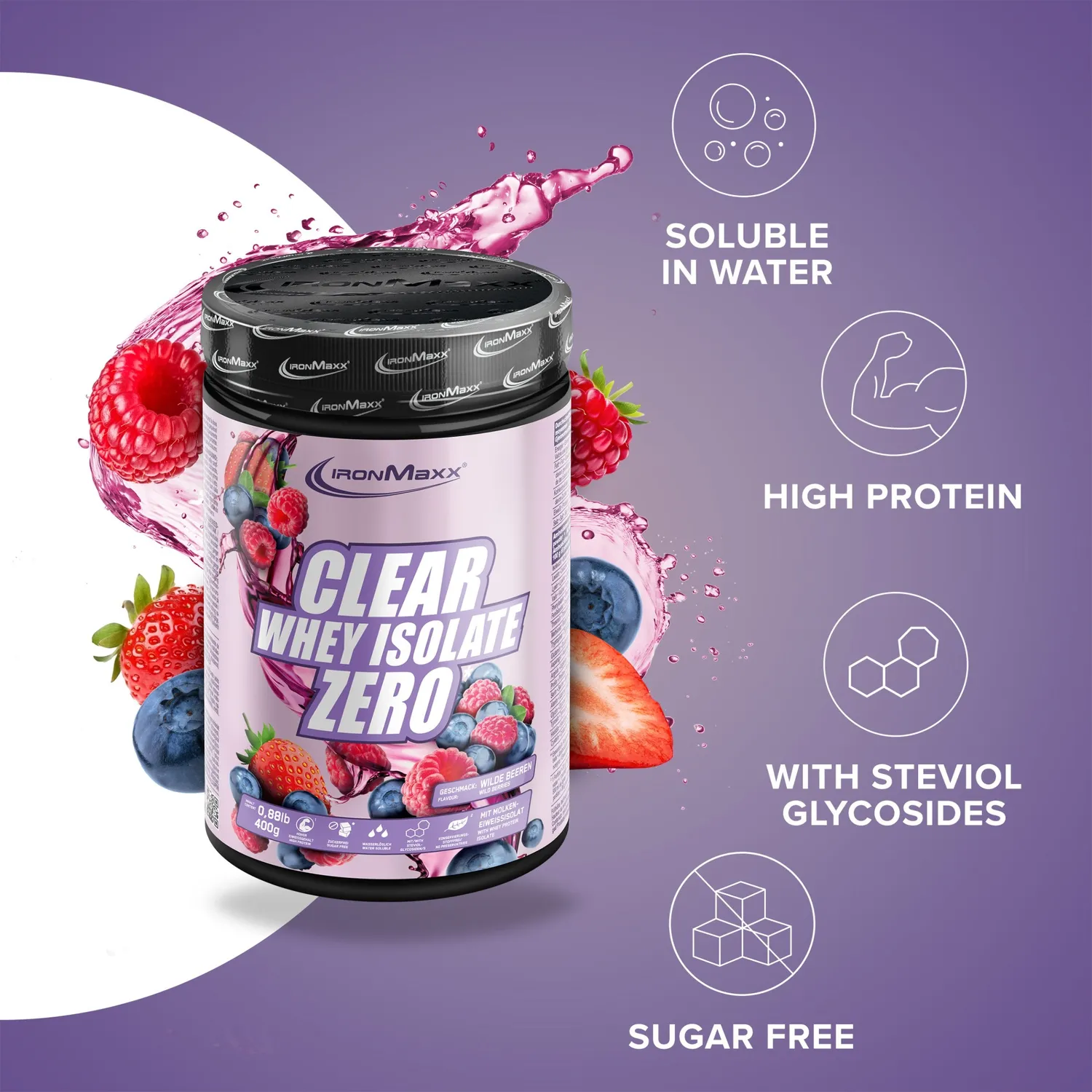 IronMaxx Clear Whey Isolate Zero 400g Wild Berries