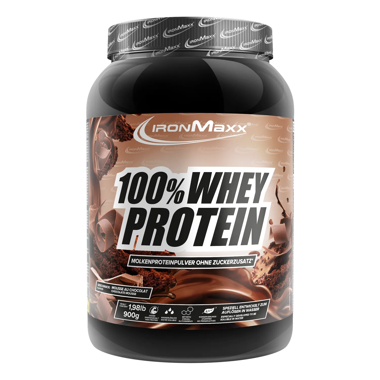 IronMaxx 100% Whey Proteinpulver 900g Mousse au Chocolate 80%