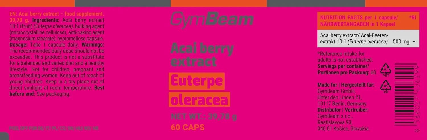 GymBeam Acai Beerenextrakt Kapseln 60 Stk 10:1 vegan