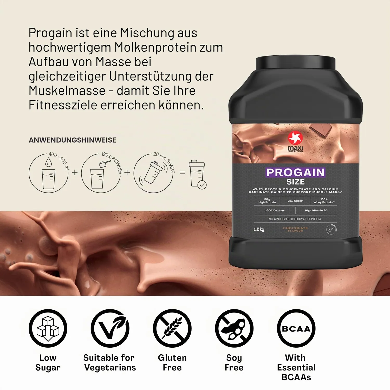 MaxiNutrition Progain Proteinpulver Schokolade für Muskelaufbau