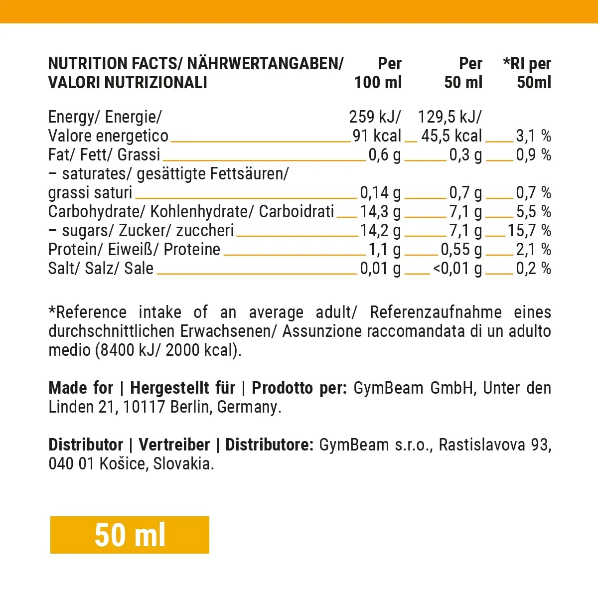 GymBeam Ingwer Shot Sanddorn 50 ml scharf