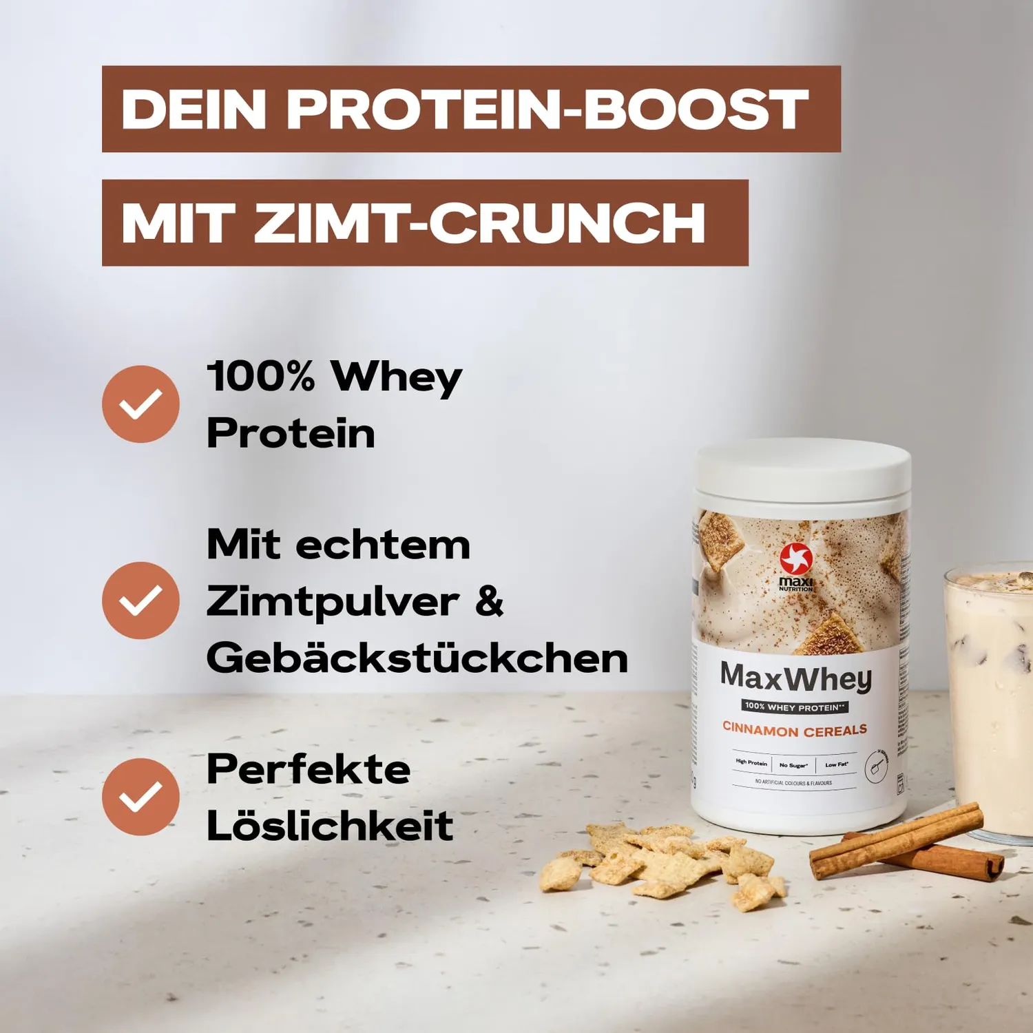 MaxiNutrition MaxWhey Cinnamon Cereal Proteinpulver 420 g Zimt