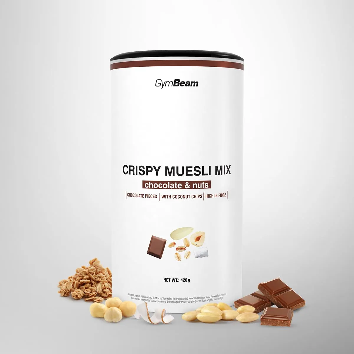 GymBeam Knusper Müsli Mix Schoko Nüsse Müsli 420 g ballaststoffreich