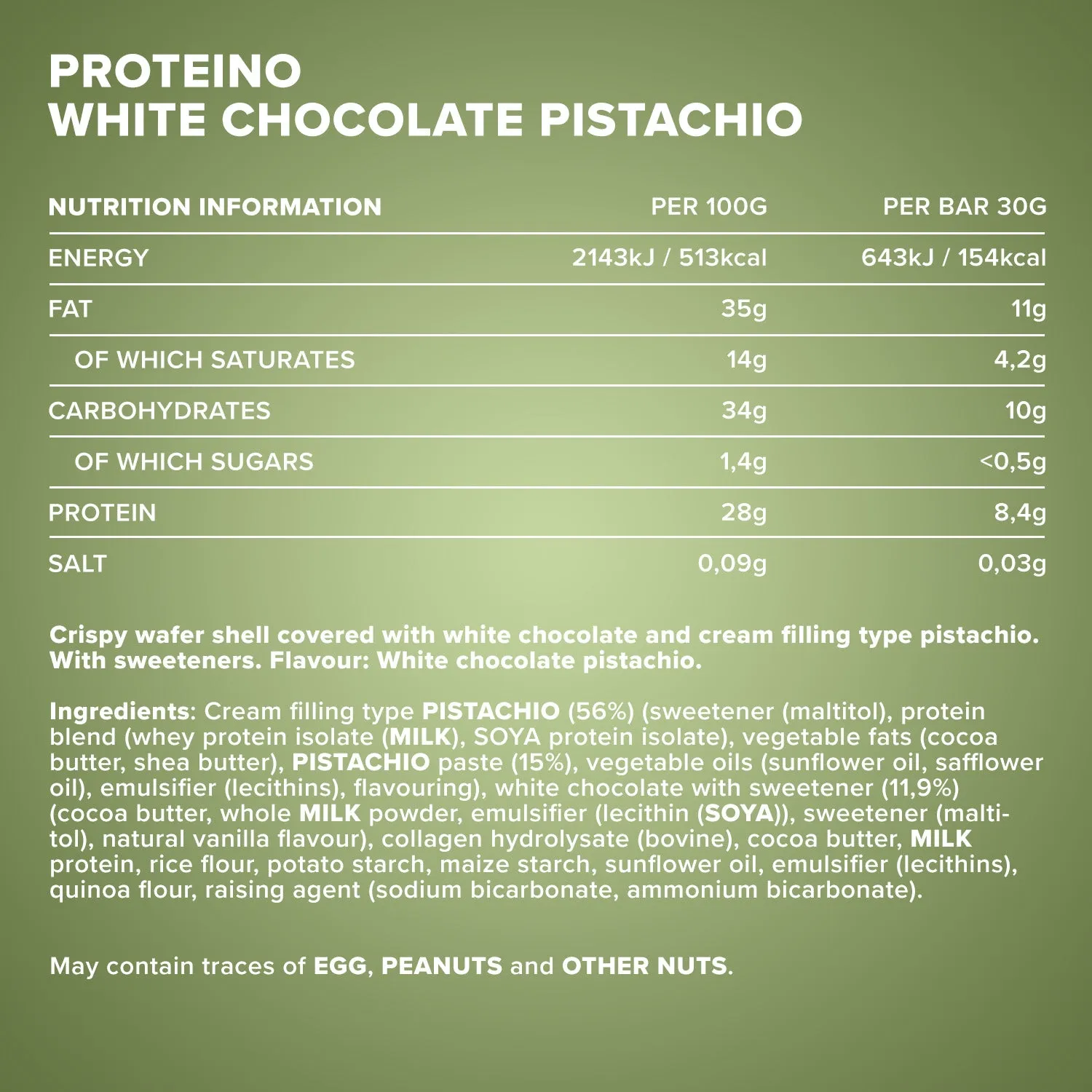 IronMaxx Proteino Riegel 12x30g White Chocolate Pistachio