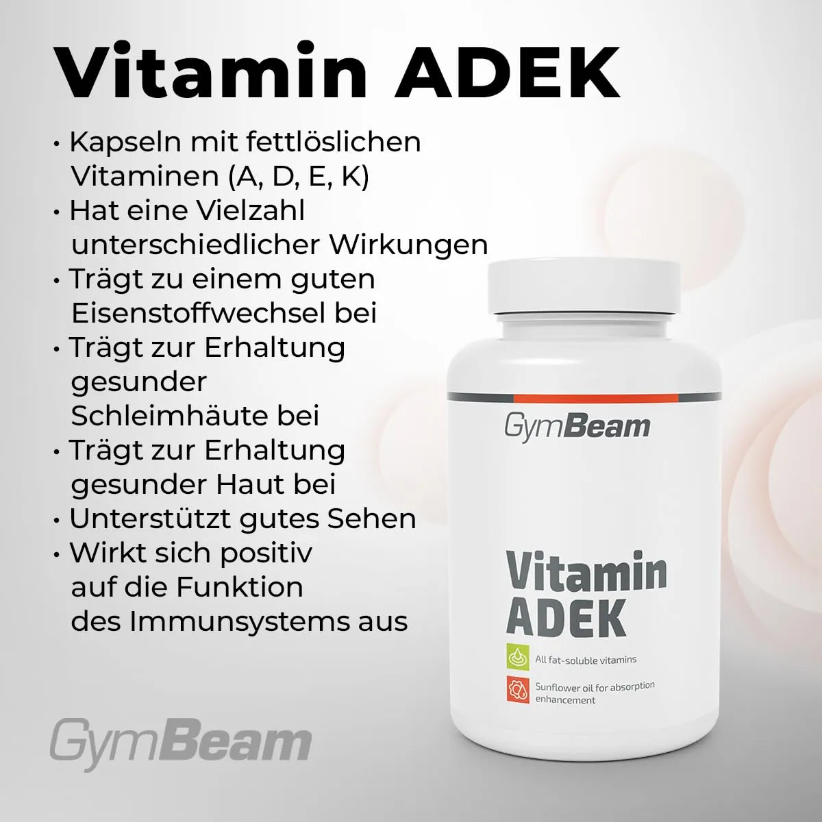 GymBeam Vitamin ADEK Kapseln 90 Stück fettlöslich