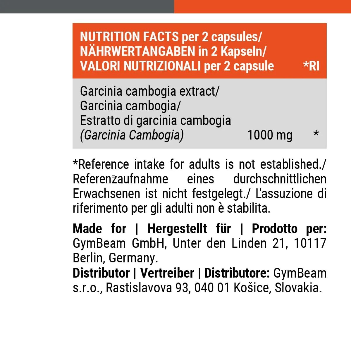 GymBeam Garcinia Cambogia Kapseln 90 Stück vegan