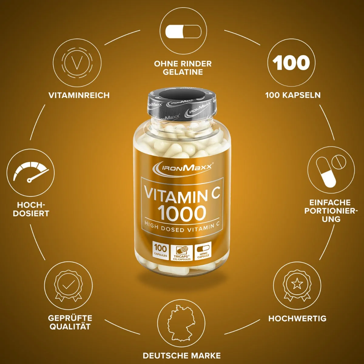 IronMaxx Vitamin C 1000 Kapseln 100 Stück hochdosiert