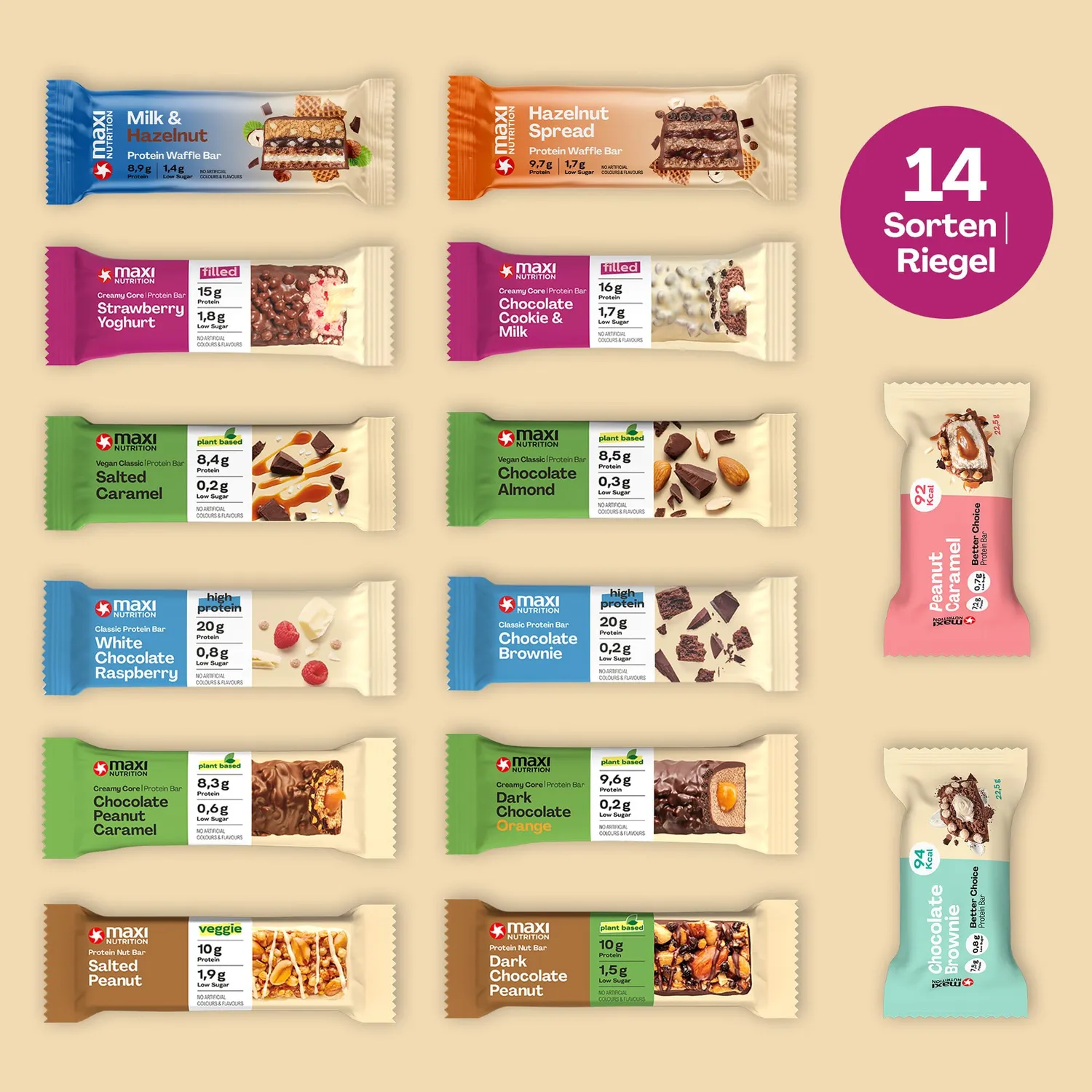 MaxiNutrition Must Haves Proteinriegel Mix Box 14x zuckerarm