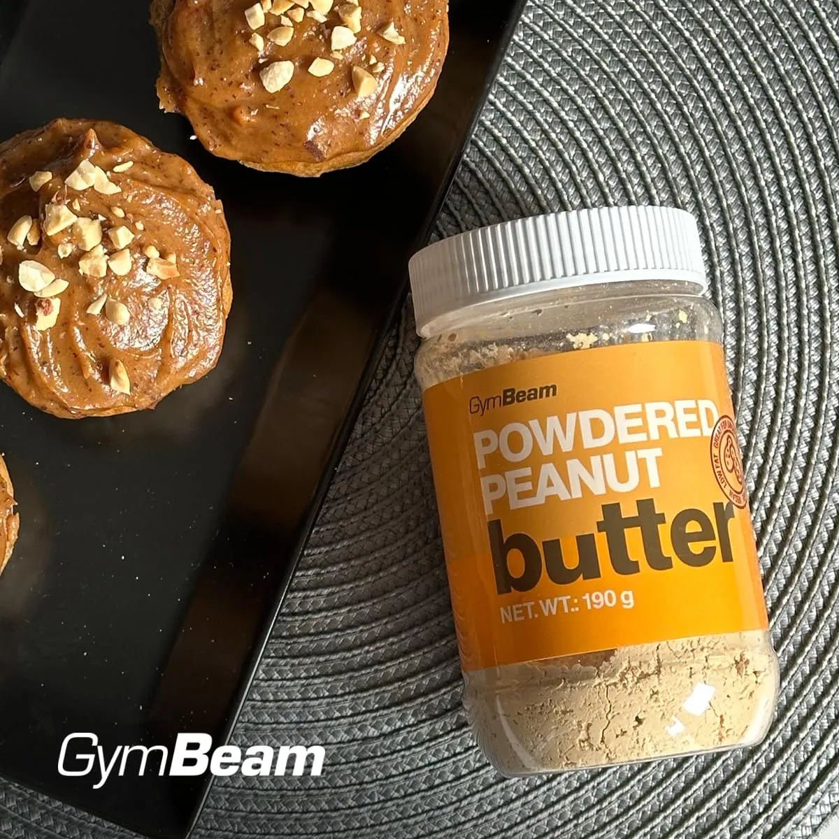 GymBeam Erdnussbutter Pulver 190g proteinreich glutenfrei