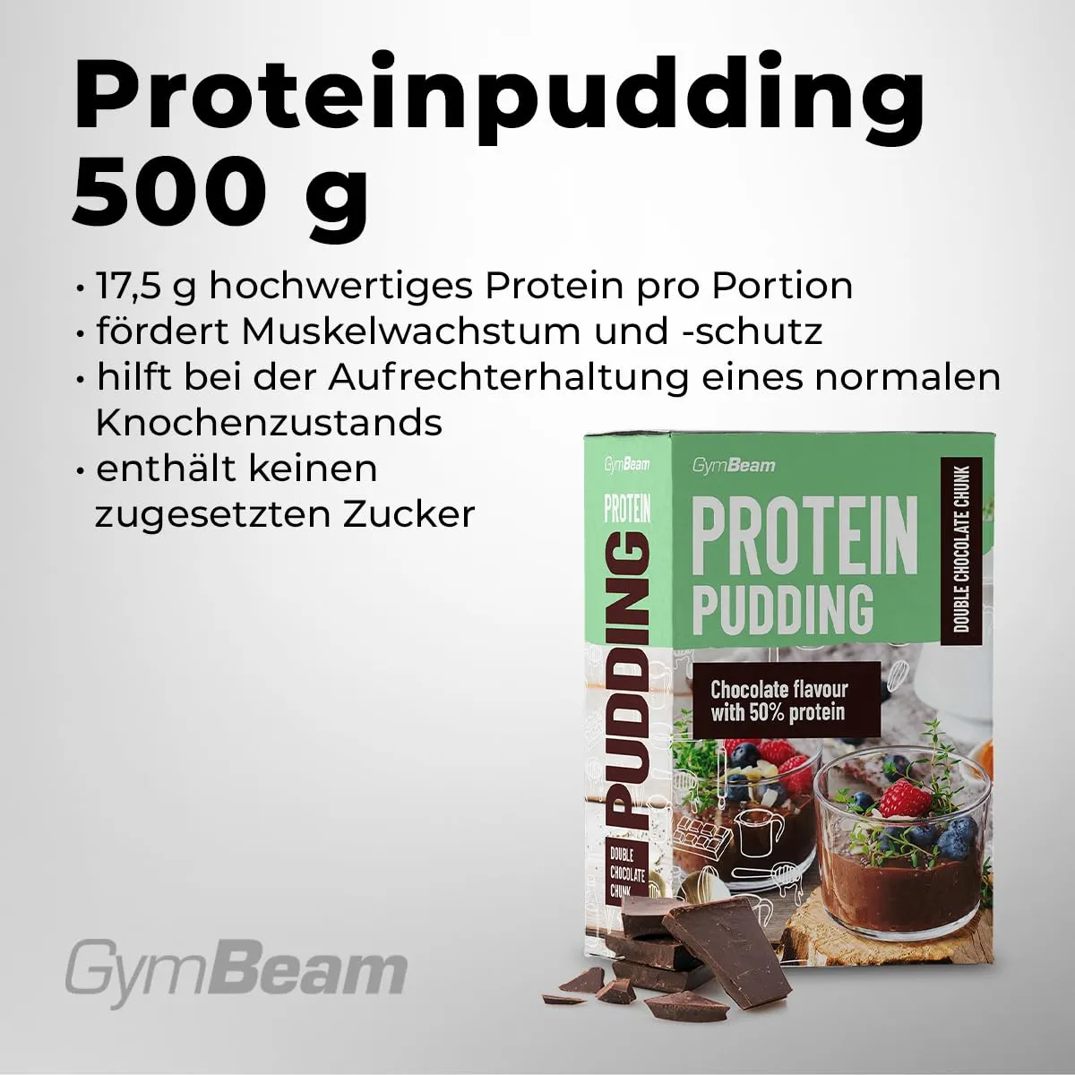 GymBeam Proteinpudding Pulver 500g Schokolade 50% Protein