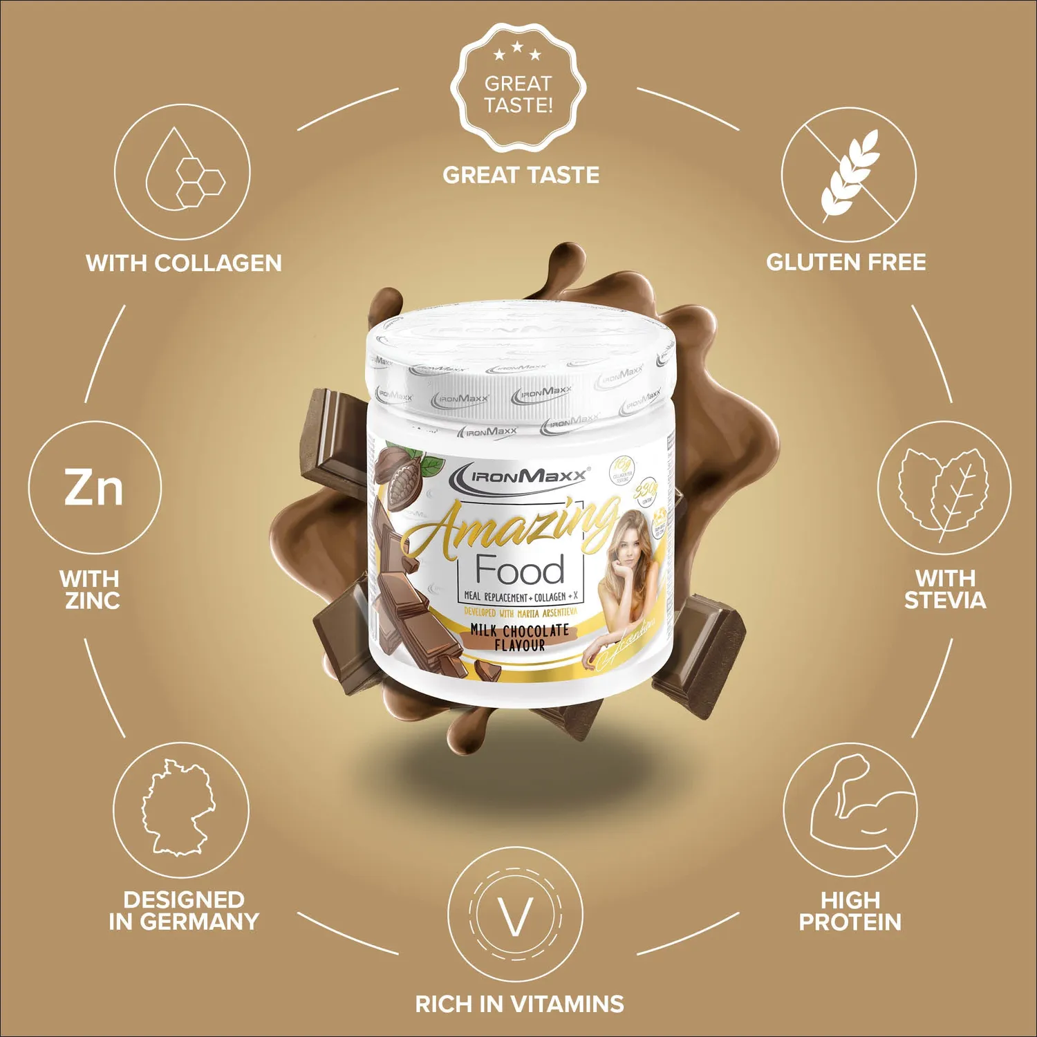 IronMaxx Amazing Food Protein-Bowl Milk Chocolate 330g Diät