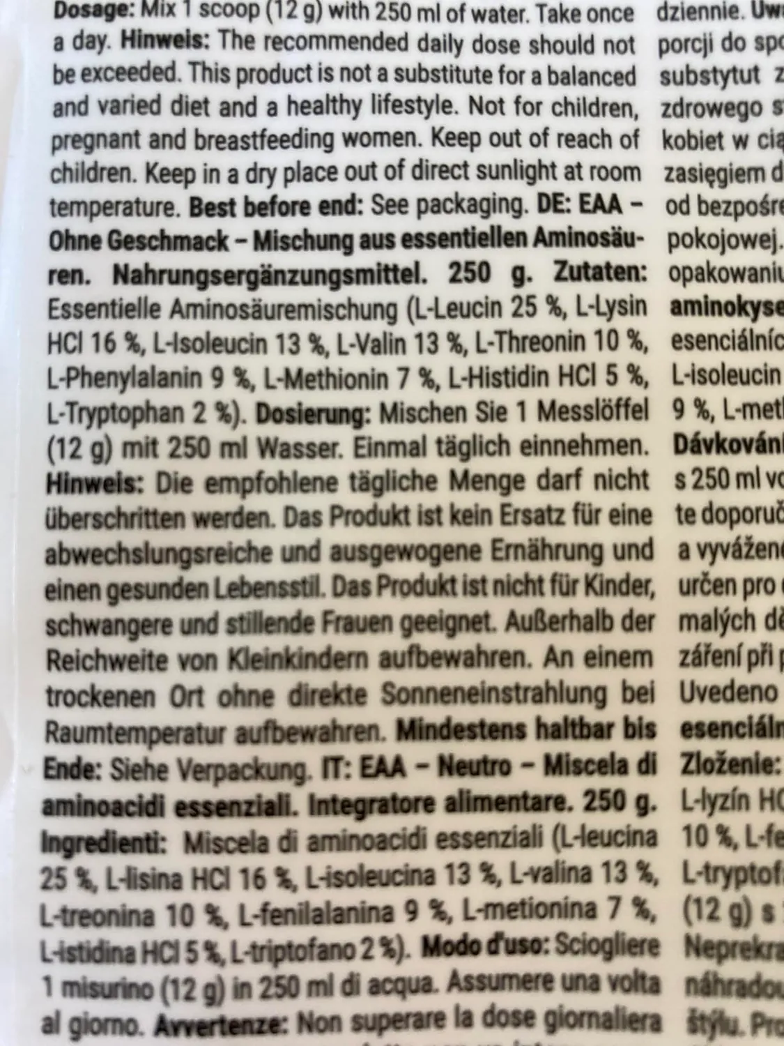 GymBeam EAA Pulver Aminosäuren 250 g neutral ohne Geschmack