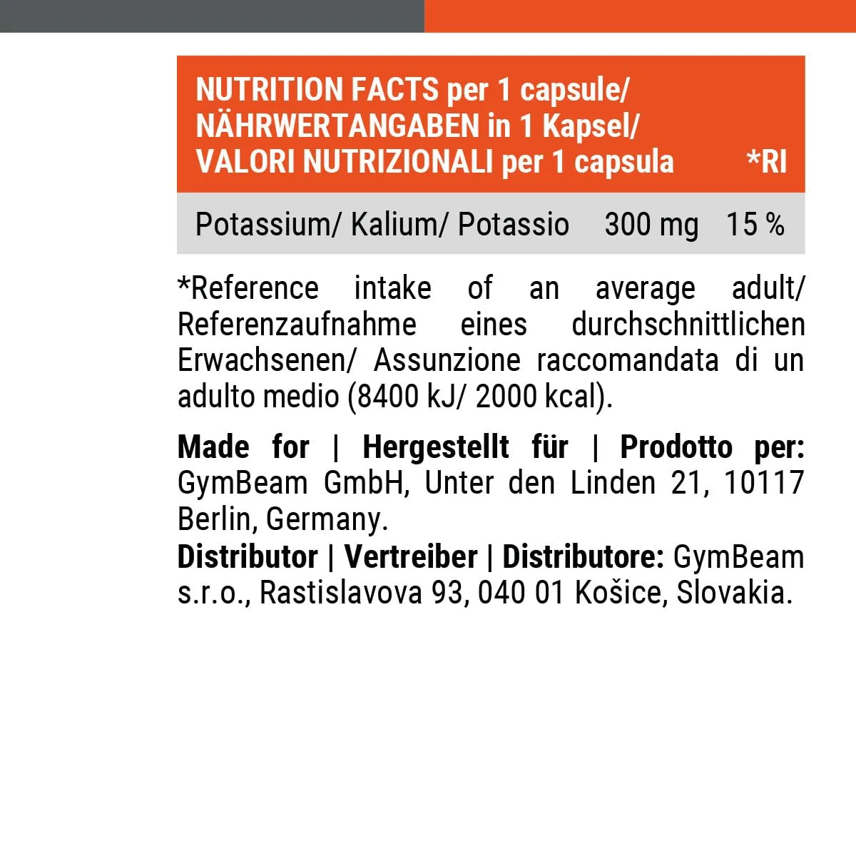GymBeam Kalium Tabletten 90 Kapseln 300 mg Elektrolyt